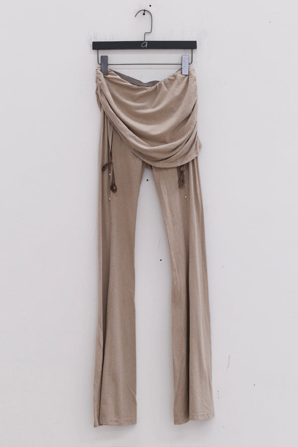 RUI built 25 autumn and winter cotton and linen G waist skirt flared pants RUI-RAW25WV03-Ficelle camel brown